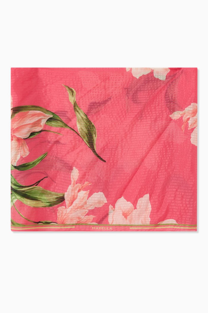 

Floral Print Scarf in Silk, Multicolour