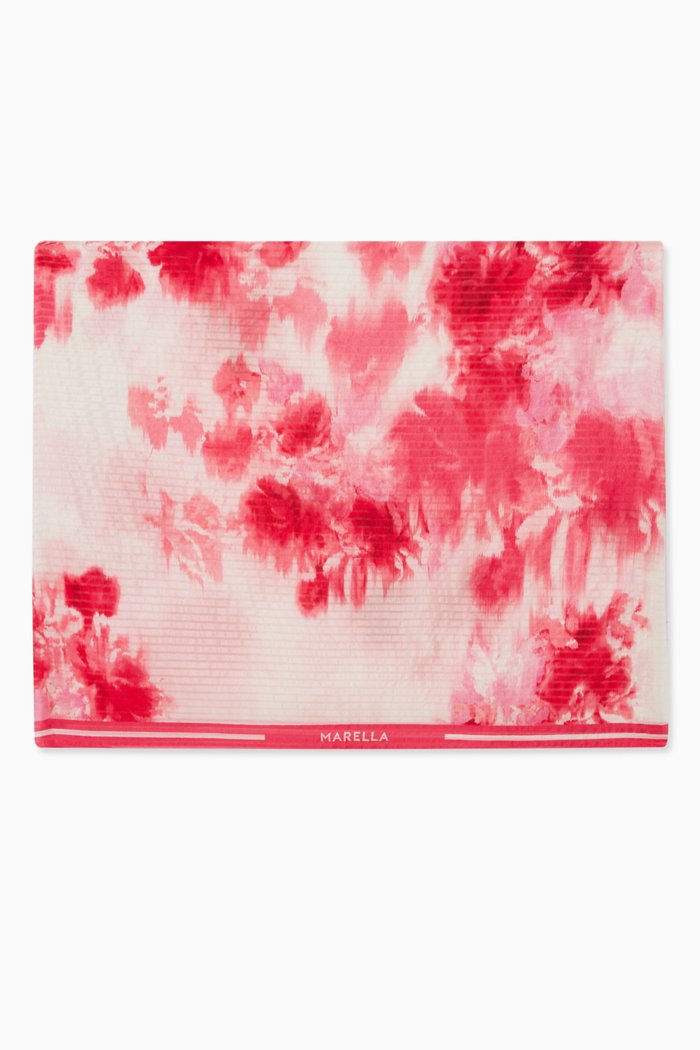 Tie-dye Print Scarf in Silk, Pink