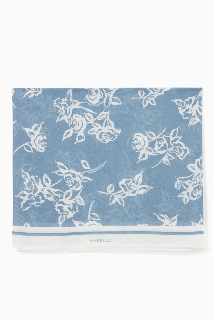 

Flower Stole in Cotton, Blue