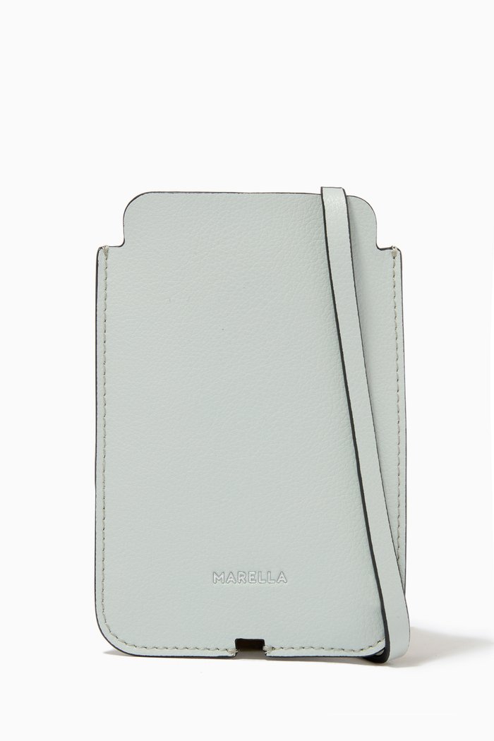 Phone Pouch in Leather, Green