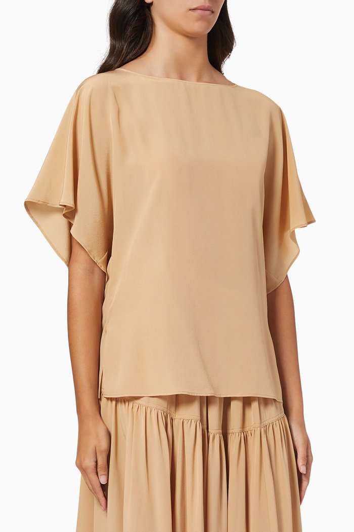 

Short Sleeve Top in Crepe de Chine, Neutral