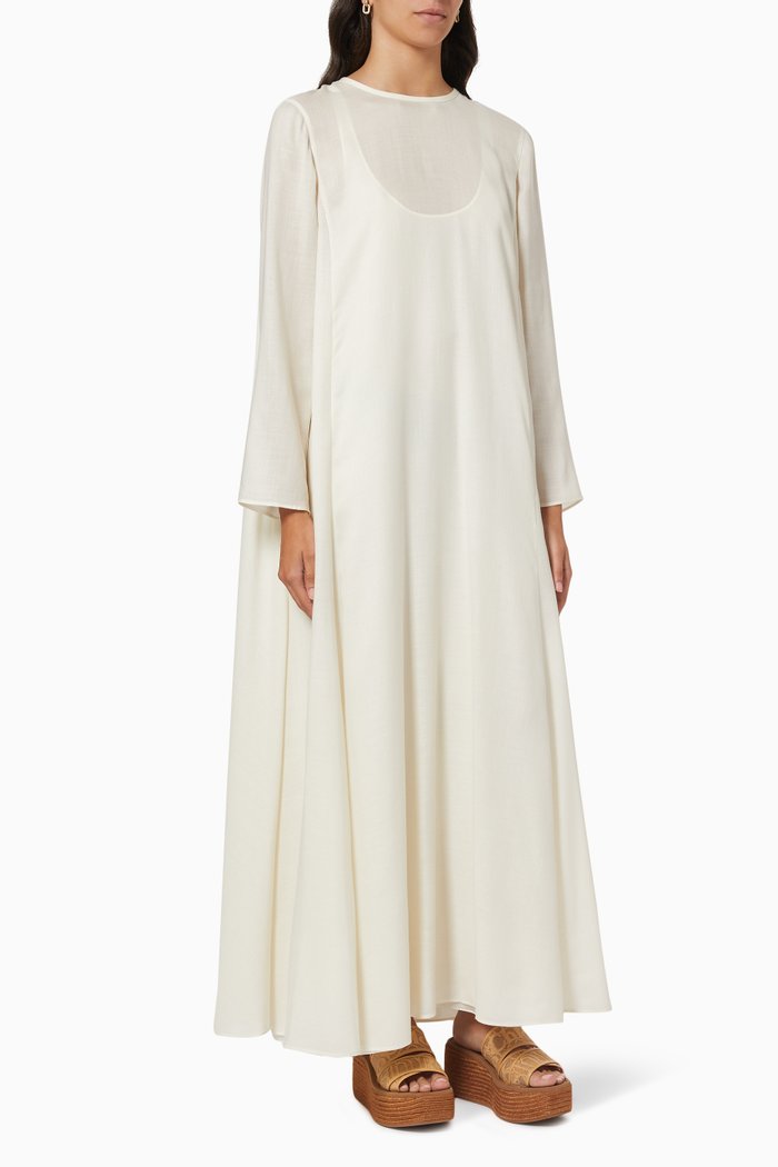 

Long Sleeve Dress in Cashmere, White