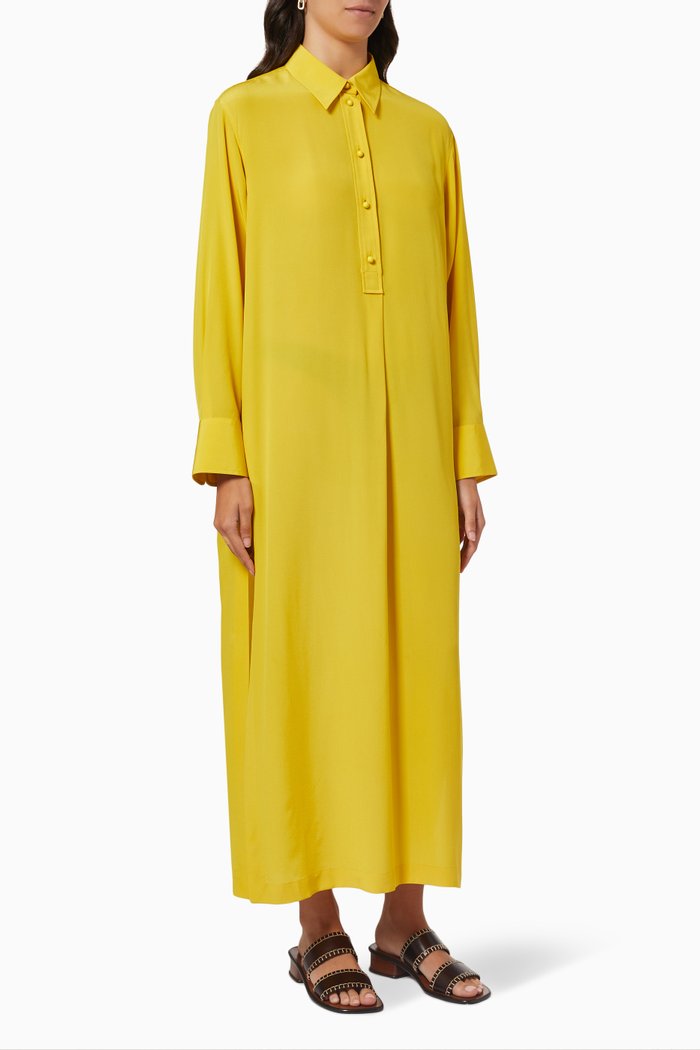 

Shirt Dress in Linen, Yellow