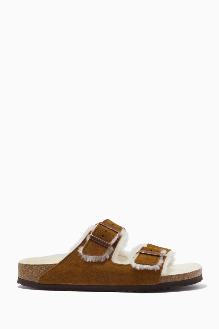 

Arizona Sandals in Suede & Shearling, Brown