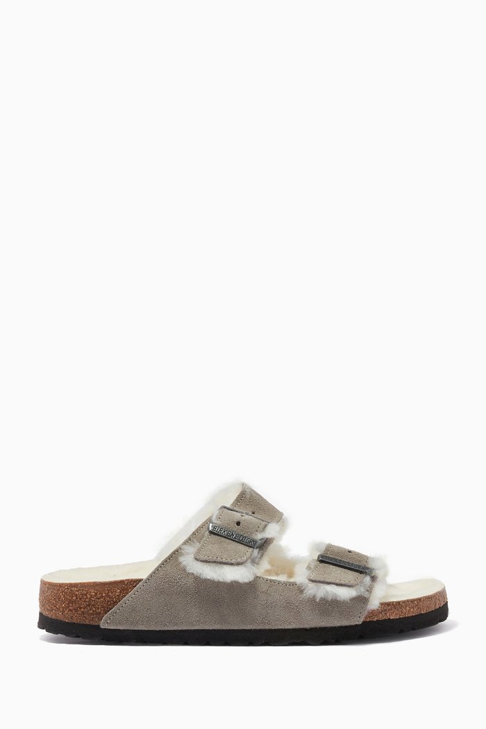 

Arizona Sandals in Suede & Shearling, Grey