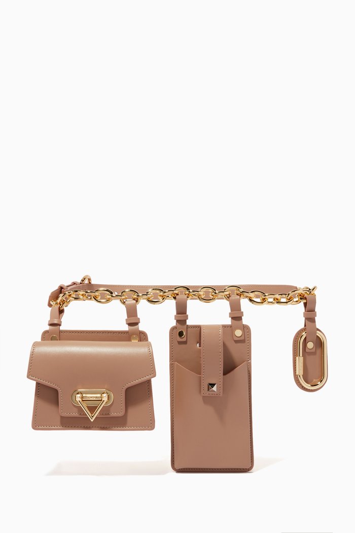 

Jacky Multi-function Belt Bag in Calfskin, Brown