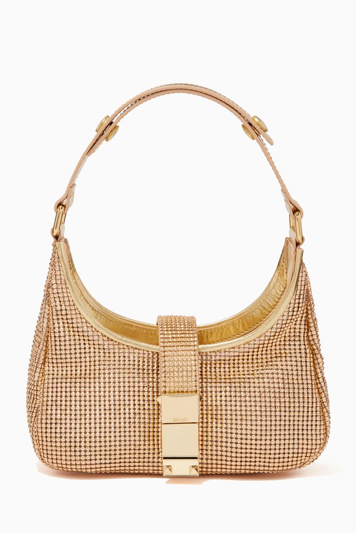 

Lola Mini Shoulder Bag in Metallic Mesh, Gold