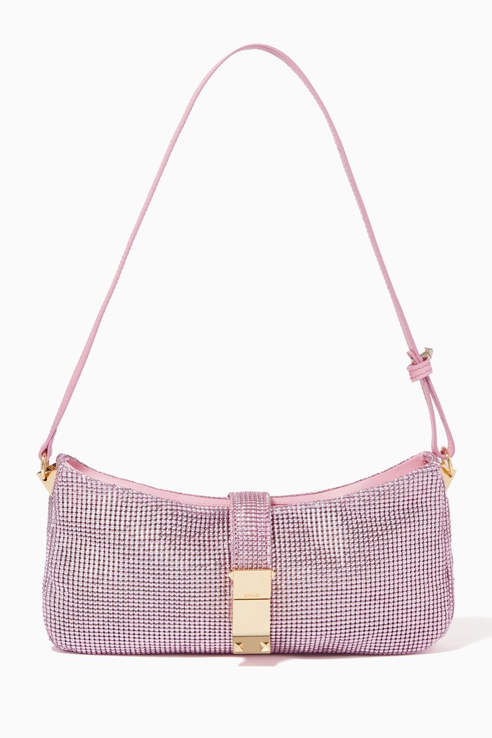 

Helina Baguette Bag in Metallic Mesh, Pink