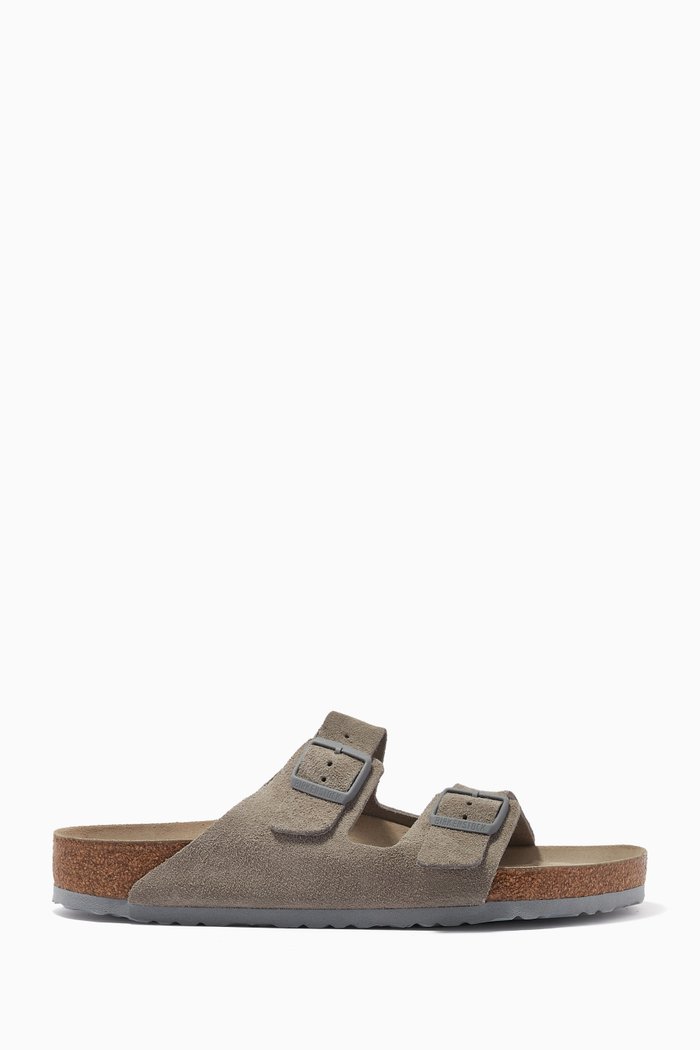 

Arizona Soft Footbed Sandals in Suede, Grey