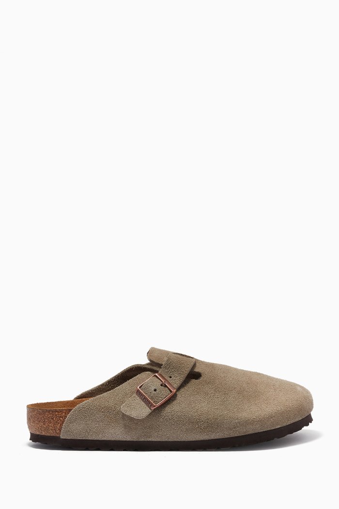 

Boston Soft Footbed Sandals in Suede, Neutral