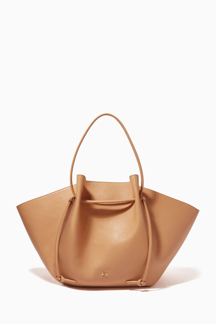 Large Mochi Tote Bag in Nappa Leather, Brown