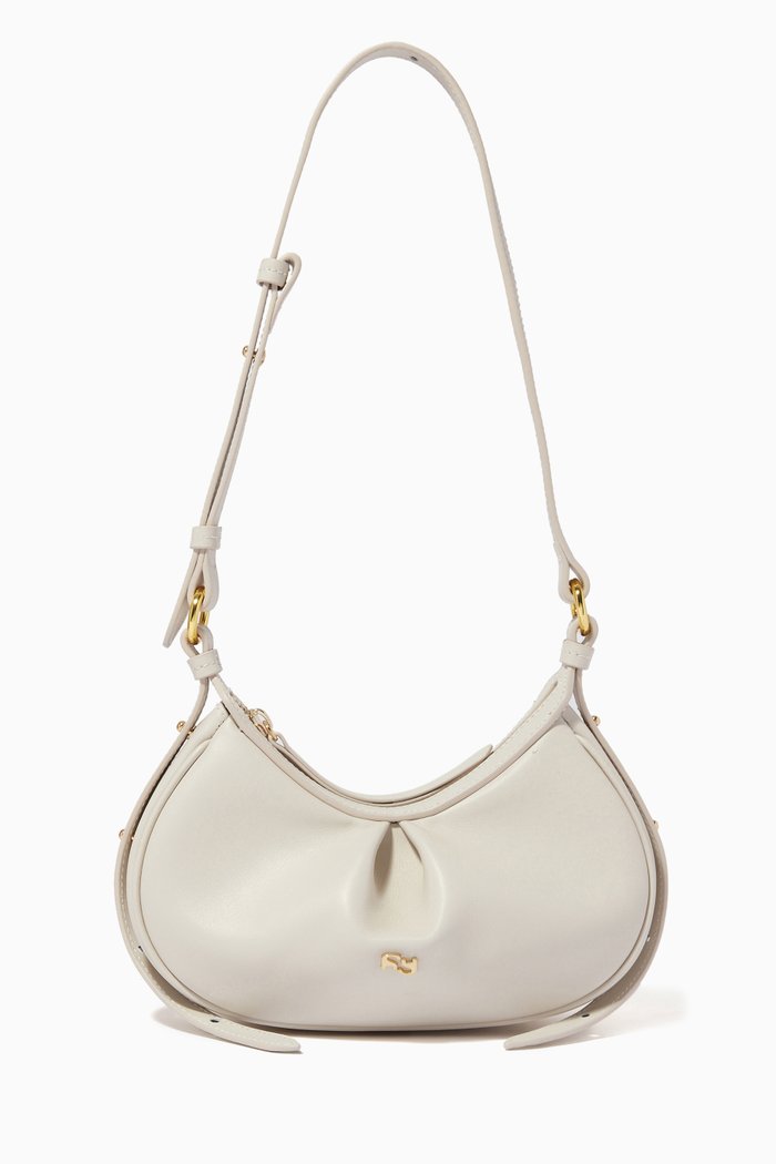 

Mini Bean Shoulder Bag in Nappa Leather, Neutral
