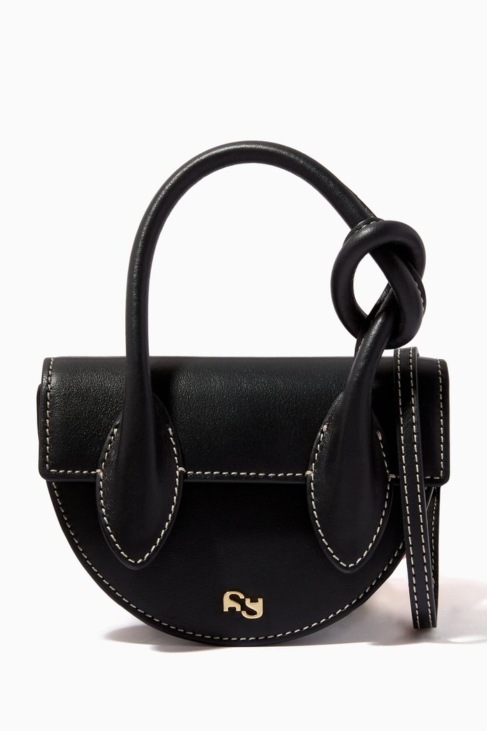 

Mini Pretzel Bag in Nappa Leather, Black