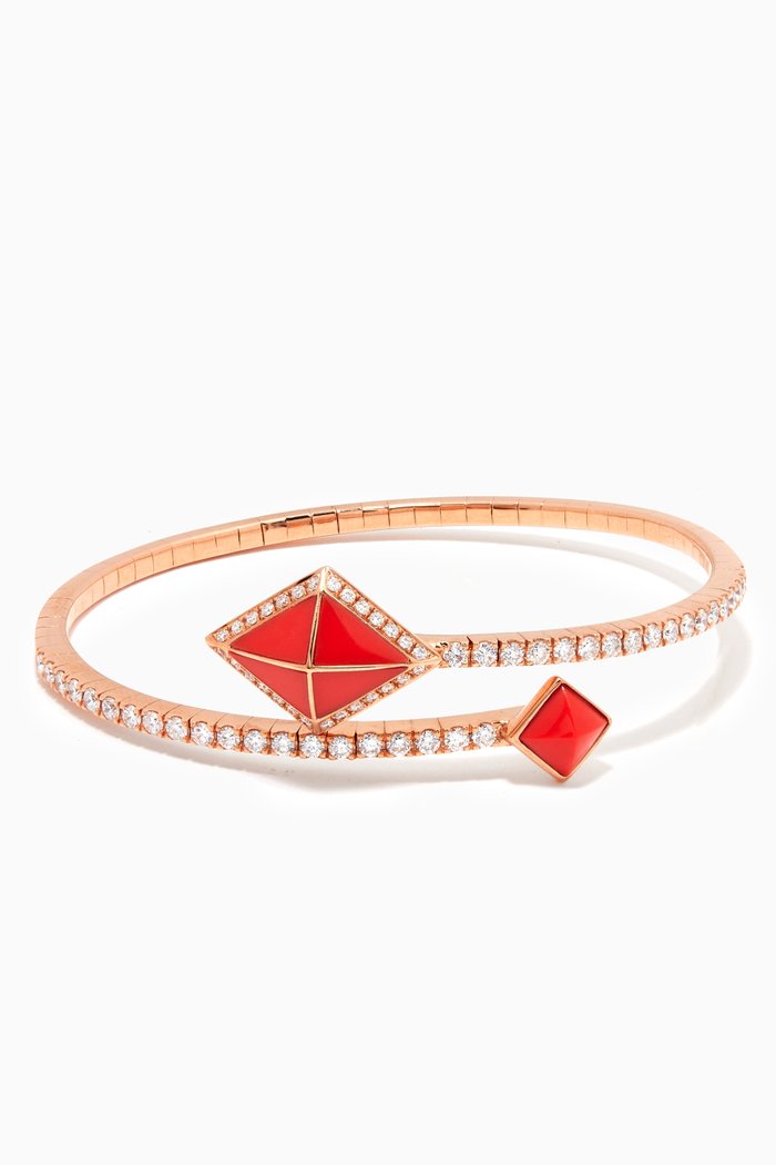 Tetra Encircle Coral Bangle in 18kt Rose Gold