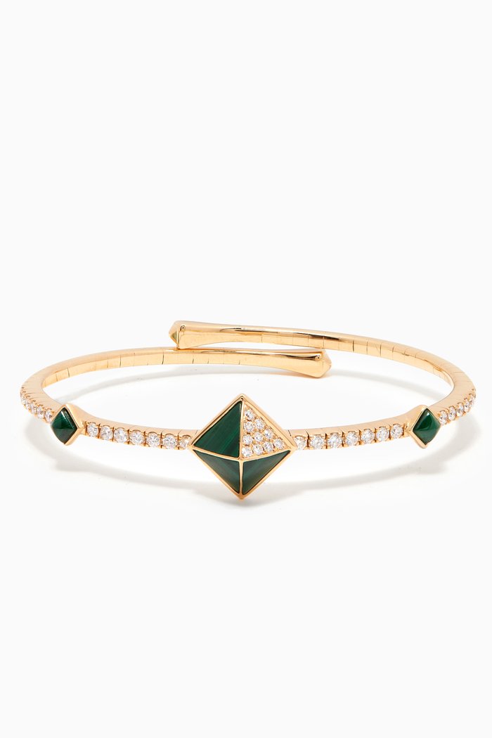 

Tetra Apex Malachite Bangle in 18kt Yellow Gold