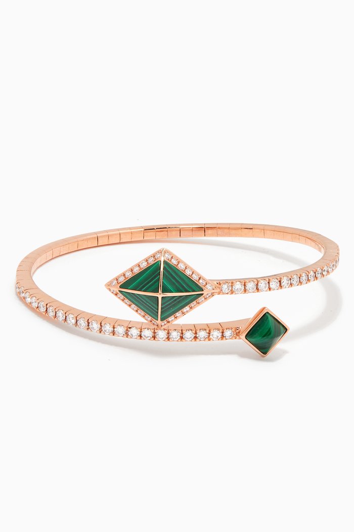 

Tetra Encircle Malachite Bangle in 18kt Rose Gold