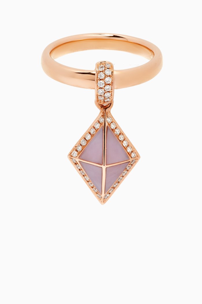 Tetra Zenith Charm Mother of Pearl Ring in 18kt Rose Gold
