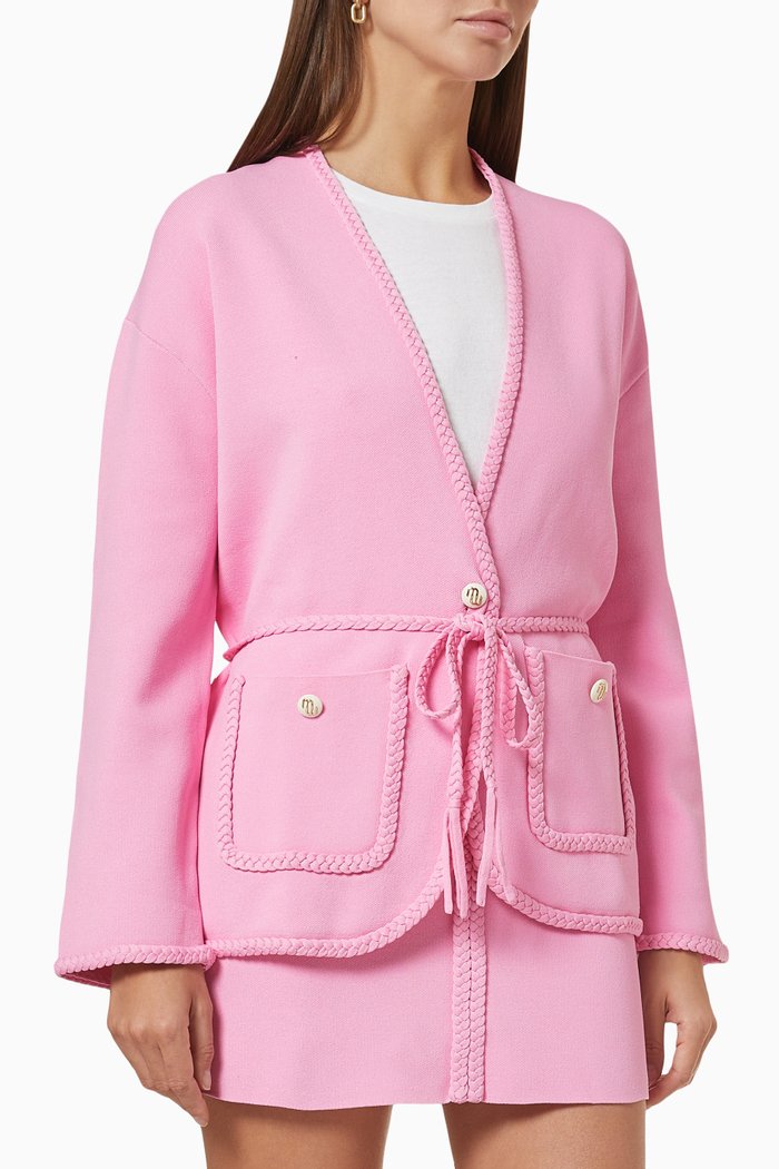 

Madene Belted Cardigan in Viscose Knit, Pink