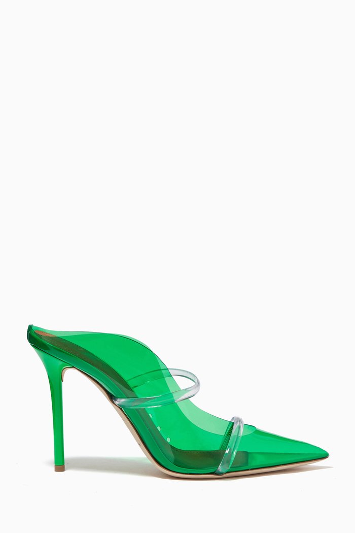x Ounass Maureen 100 Mules in PVC, Green