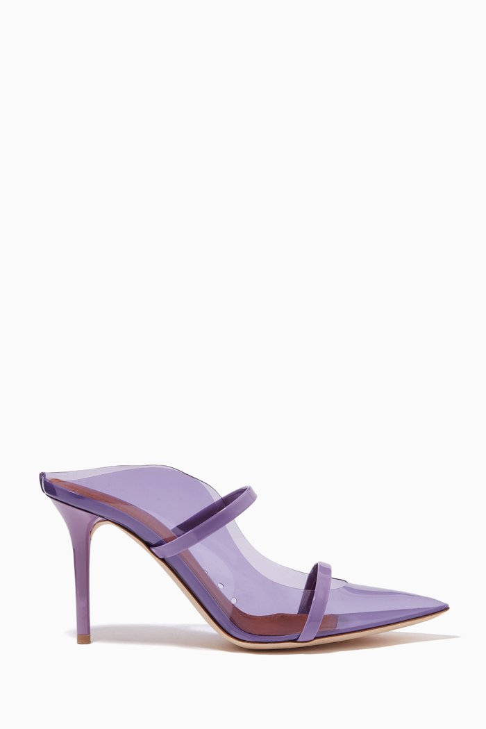 x Ounass Maureen 85 Mules in PVC, Purple
