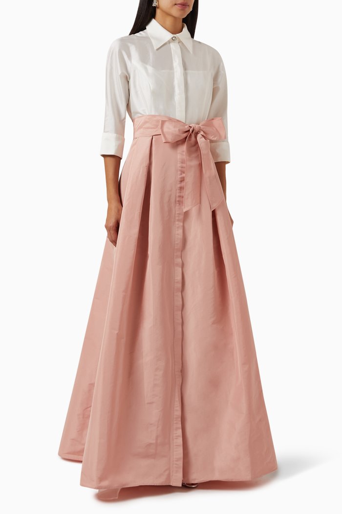 

Shirt Gown in Taffeta, Pink