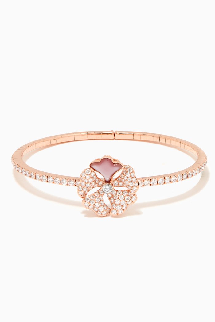 

Bloom Solo Flower Mother of Pearl Diamond Bangle in 18kt Rose Gold