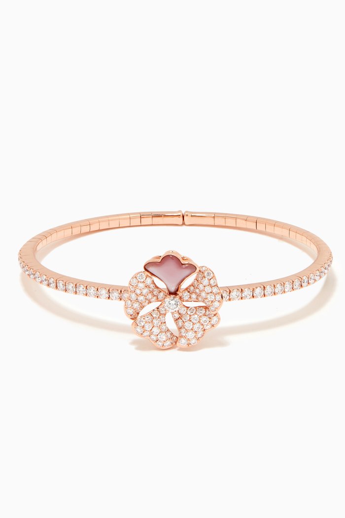 

Bloom Solo Flower Mother of Pearl Diamond Bangle in 18kt Rose Gold