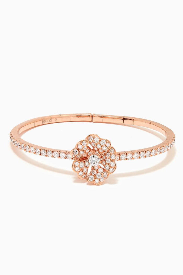 

Bloom Solo Flower Diamond Bangle in 18kt Rose Gold