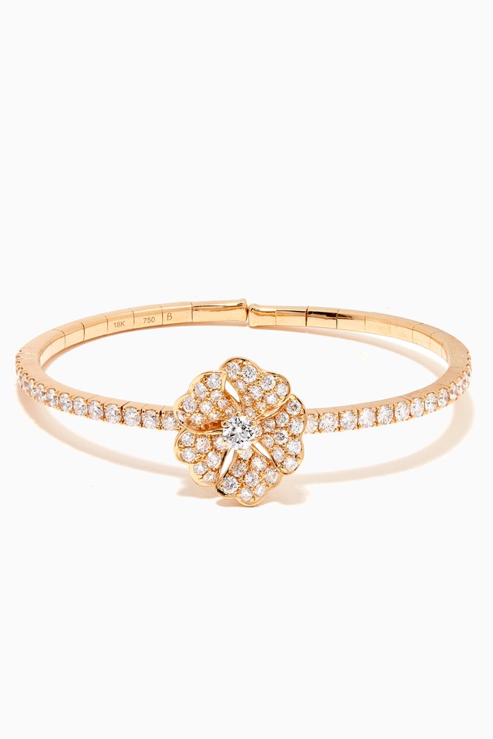 

Bloom Solo Flower Diamond Bangle in 18kt Yellow Gold