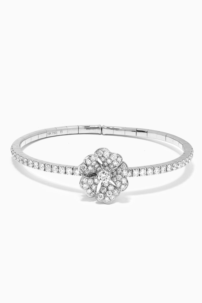 

Bloom Solo Flower Diamond Bangle in 18kt White Gold