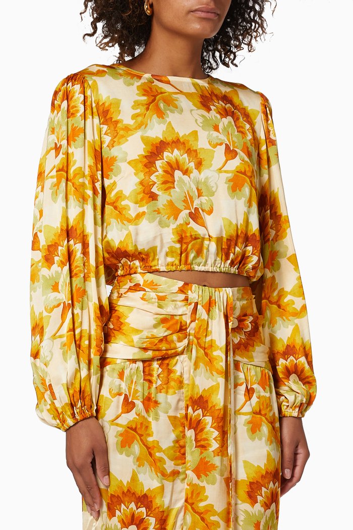 Sommer Balloon Sleeve Top in Viscose, Orange