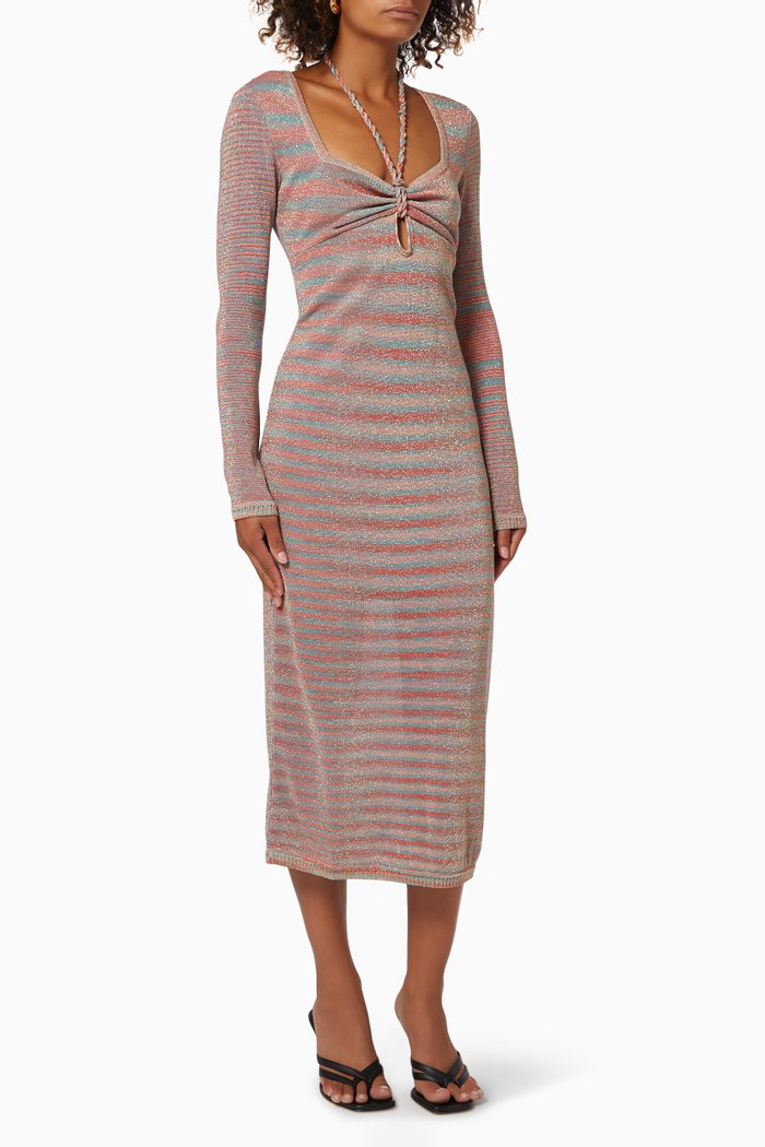 

Carla Keyhole Midi Dress in Viscose, Neutral