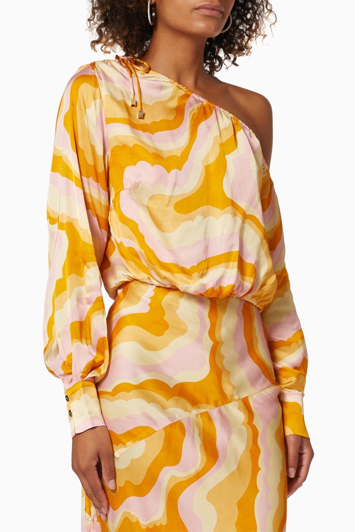 

Cloud One Shoulder Blouse in Viscose, Yellow
