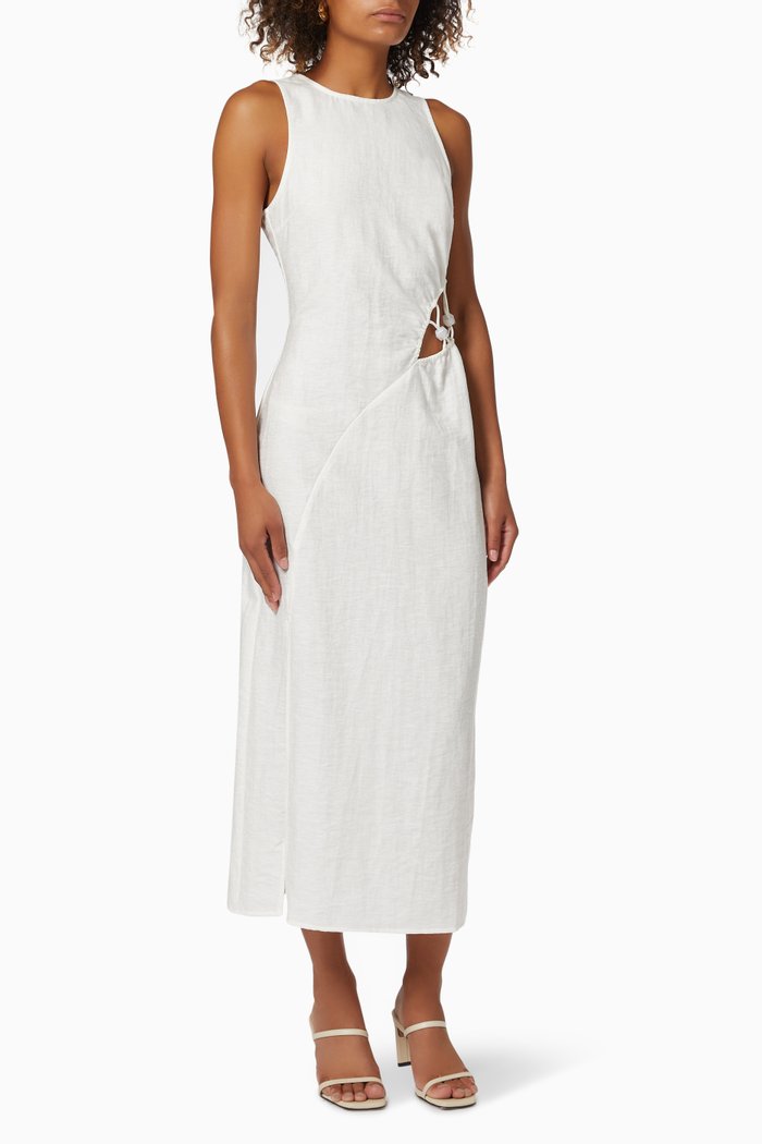 

Astrid Resin Midi Dress in Linen, White