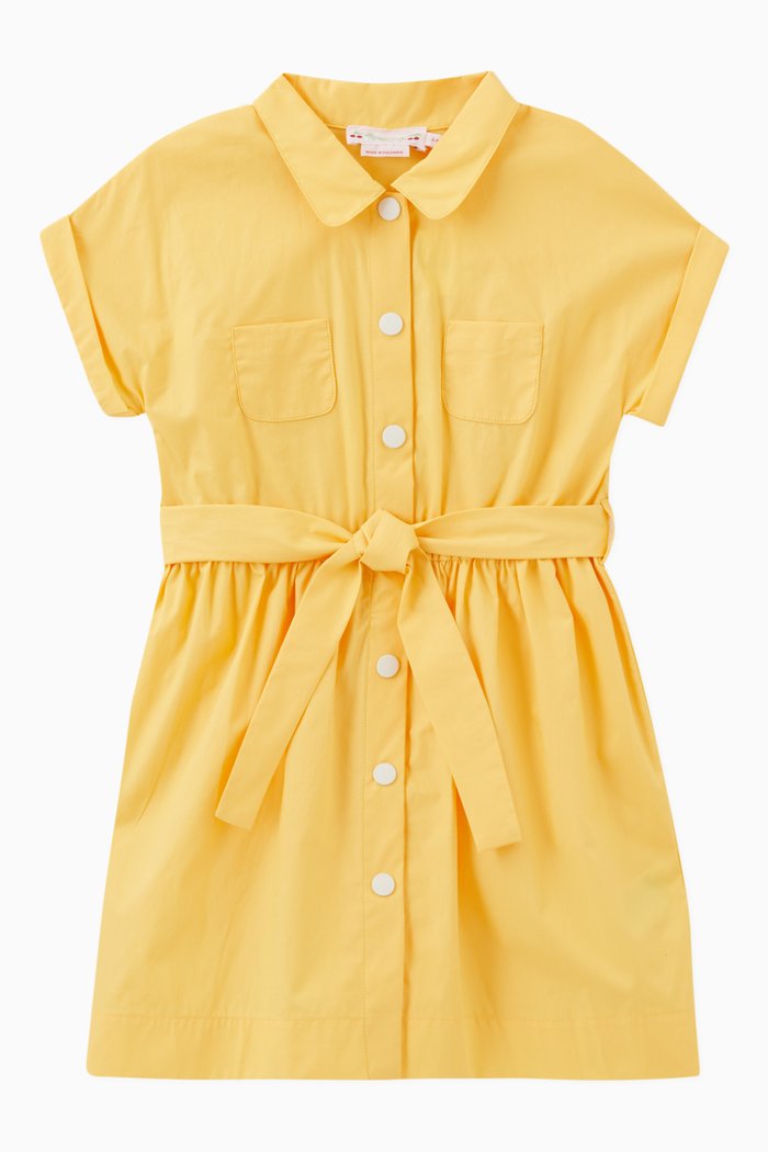 

Removable Belt Dress in Cotton, Yellow