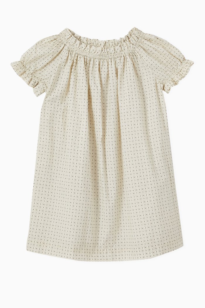 

Printed Dress in Cotton, Neutral