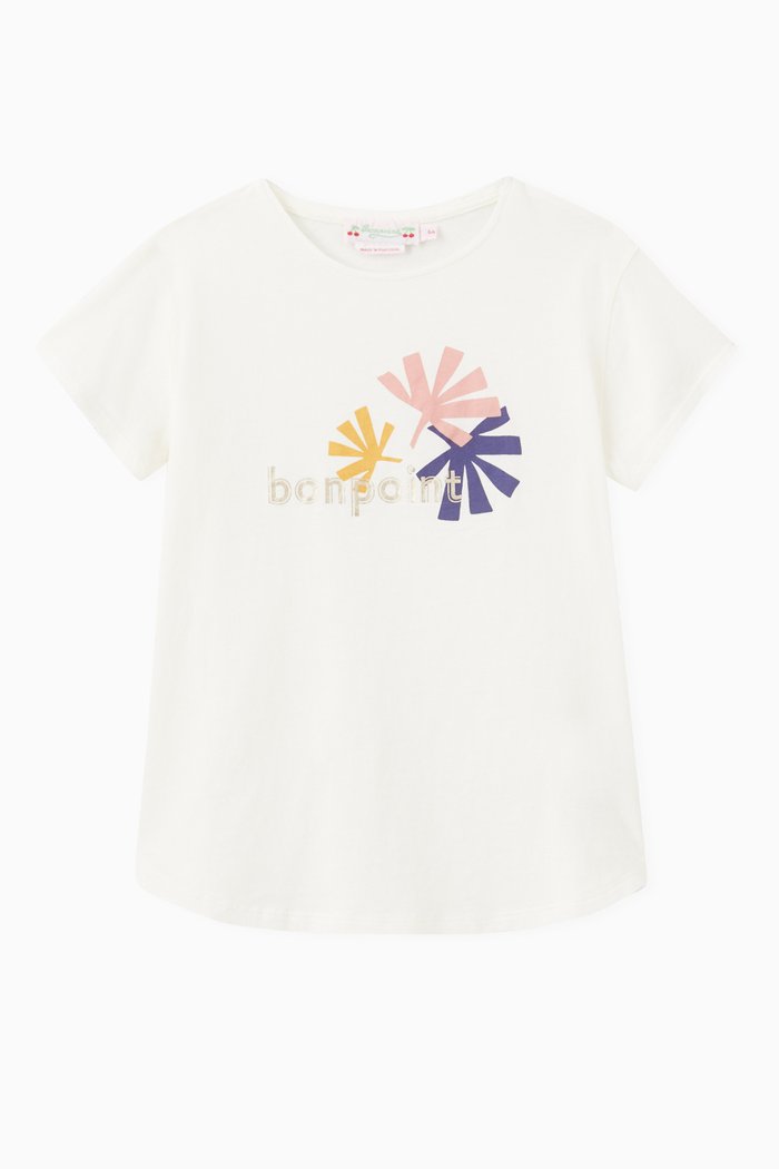 Floral Print T-Shirt in Cotton, White
