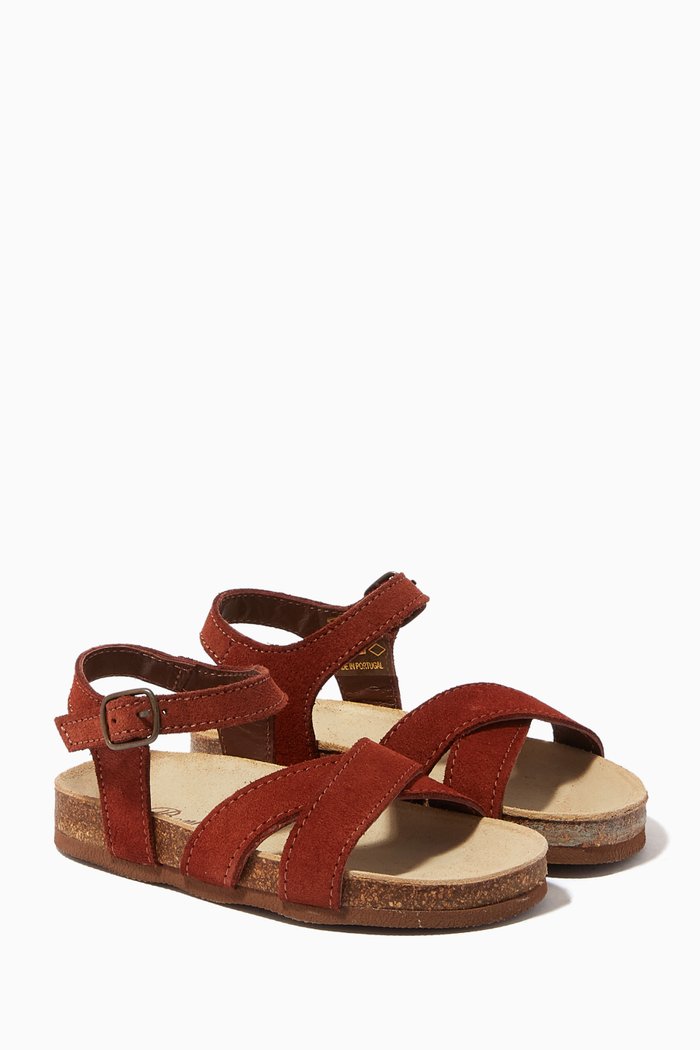 Asterie Suede Sandals in Calfskin, Brown