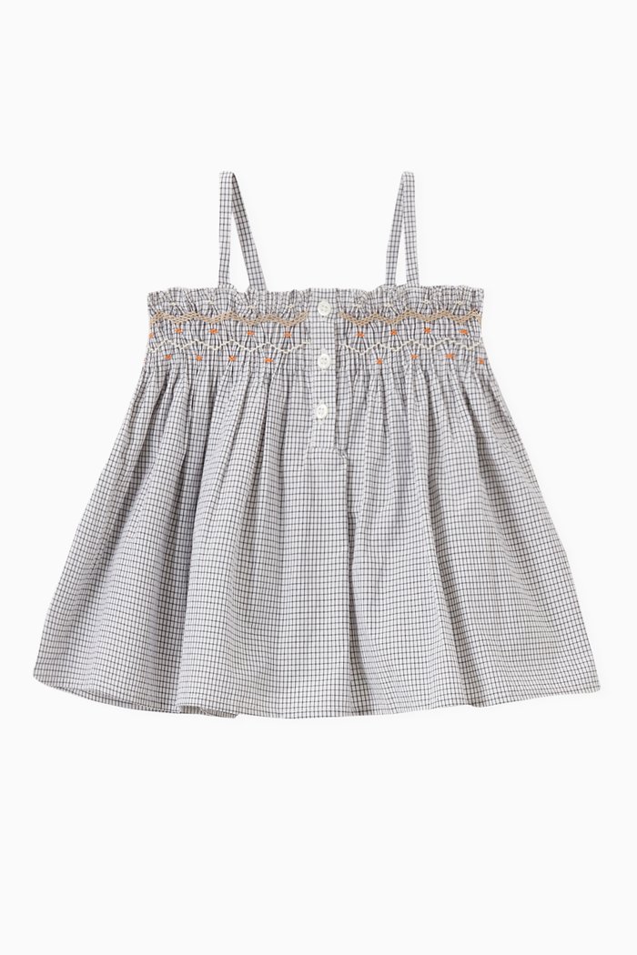 

Abricot Smocked Blouse in Cotton, Grey