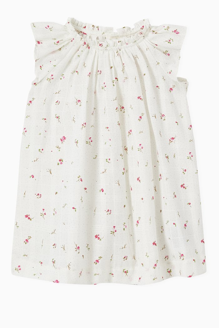 

Floral Print Dress in Cotton, White