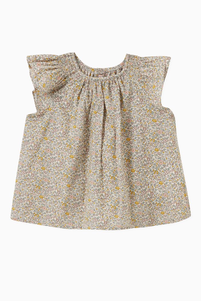 

Noelle Ruffle Blouse in Organic Cotton, Neutral