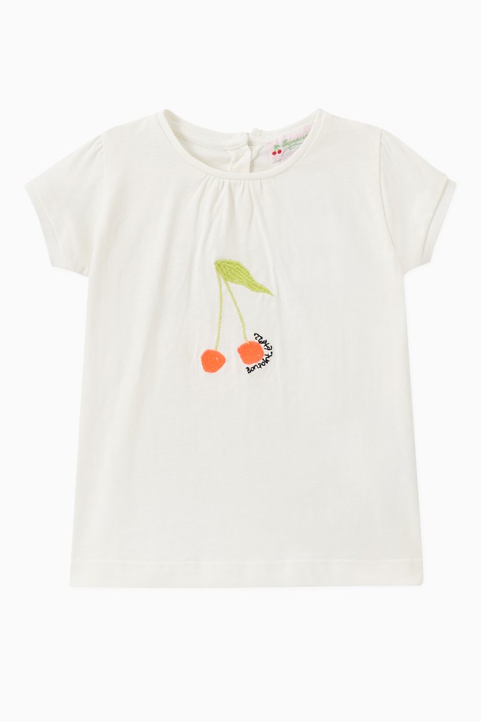 

Tissia Cherry T-shirt in Organic Cotton, White