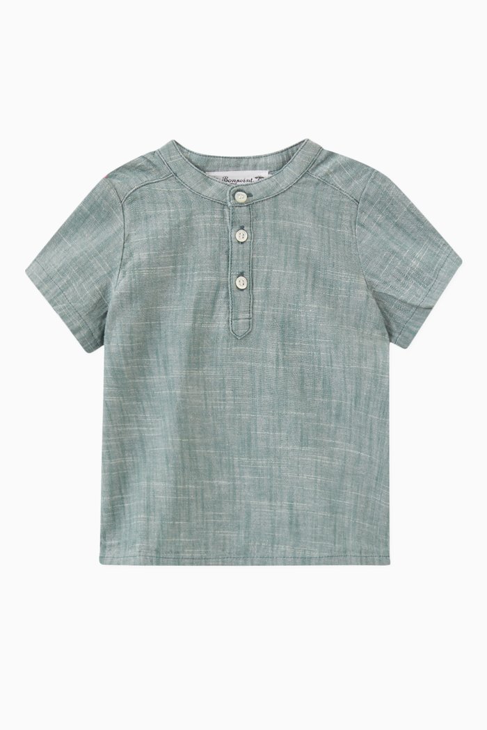 

Henley T-Shirt in Cotton, Green