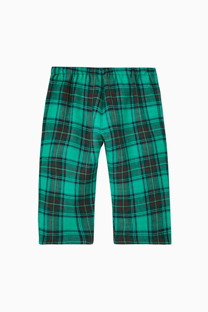 

Checked Trousers in Linen, Green