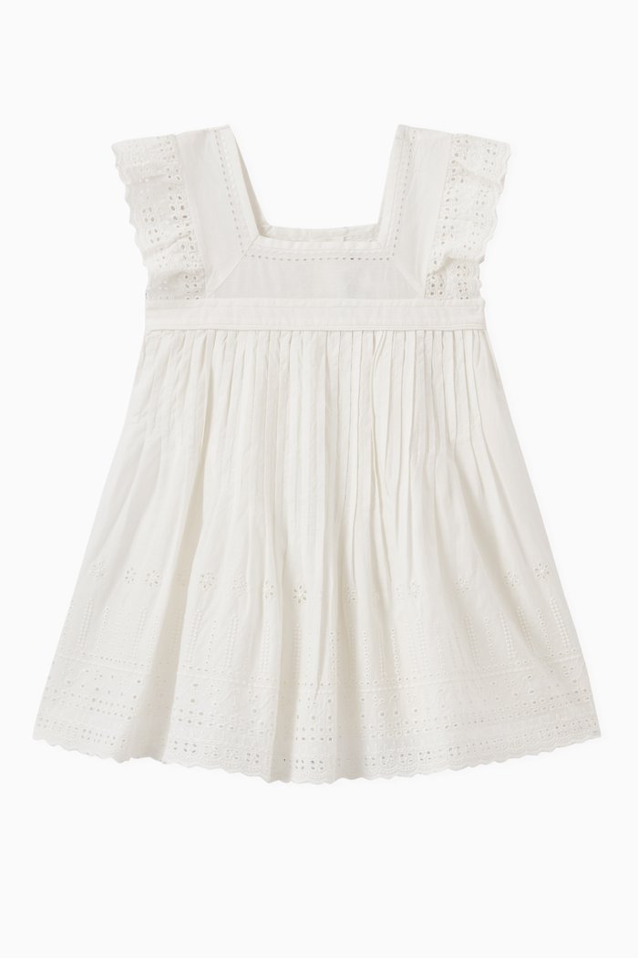 

Alexandrina Ruffled Dress in Cotton, White