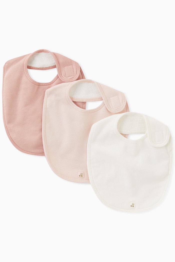 Plain Bibs, Set of Three, Multicolour