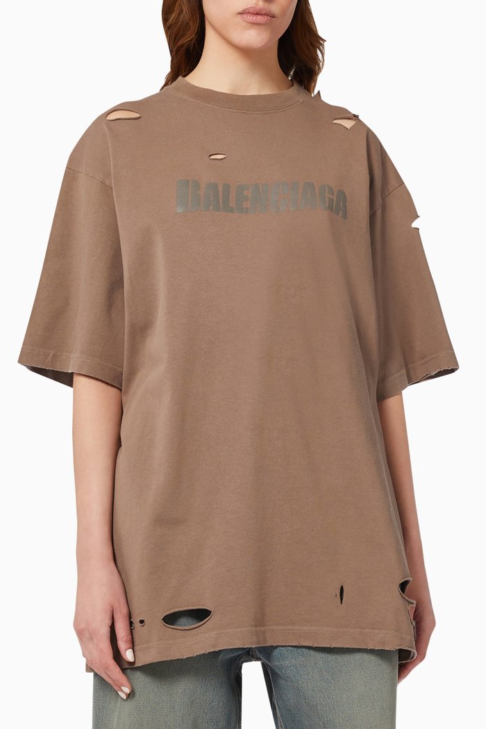 

Caps Destroyed Flatground Large Fit T-shirt in Vintage Jersey, Grey