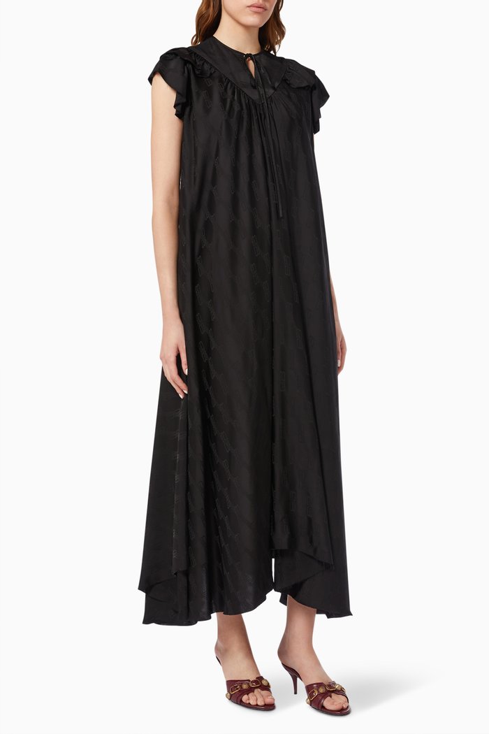 

Allover BB Logo Flou Dress in Viscose, Black