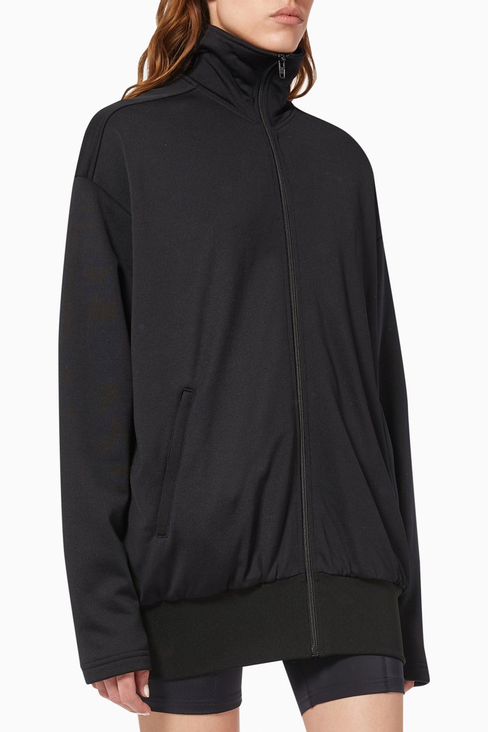 

Long Tracksuit Jacket in Cotton Terry Jersey, Black