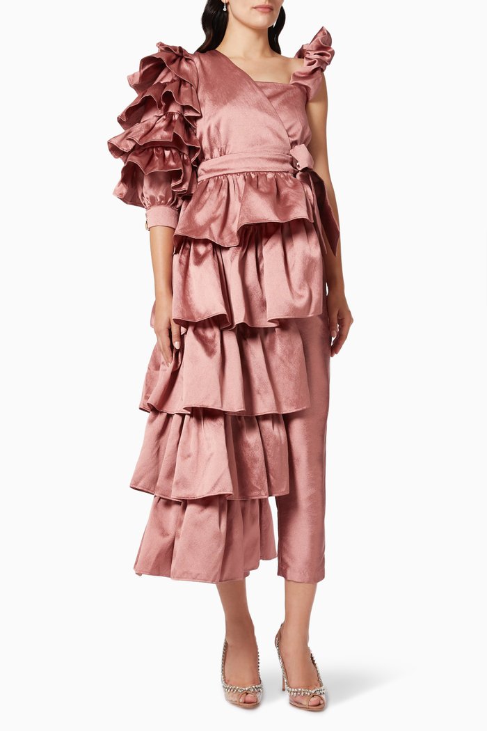Ruffle Top & Pants Set, Pink